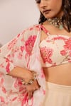 Buy_Paulmi And Harsh_Beige Georgette Sequins, Embroidery Round Neck, Open Floral Print Jacket Set 