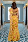 Shop_Paulmi And Harsh_Yellow Silk, Georgette Embroidery Round Neck Floral Pre-draped Saree Set _at_Aza_Fashions