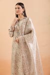 Buy_Anamika Khanna_Multi Color Sequins, Beads Round Neck Blossom Print Kurta Set_Online_at_Aza_Fashions