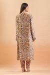 Shop_Anamika Khanna_Multi Color Beads, Sequins Round Neck Bloom Print Kurta Set_at_Aza_Fashions
