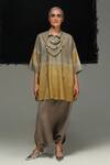 Buy_Urvashi Kaur_Gold Tussar Round Neck Multicolor Silk Momji Top _at_Aza_Fashions