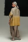 Shop_Urvashi Kaur_Gold Tussar Round Neck Multicolor Silk Momji Top _at_Aza_Fashions