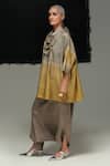 Urvashi Kaur_Gold Tussar Round Neck Multicolor Silk Momji Top _Online_at_Aza_Fashions