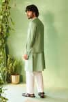 Shop_Charkhee_Green Chanderi, Voile, Poplin Embroidery Tea Kurta Set _at_Aza_Fashions