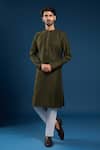Buy Arihant Rai Sinha Olive Green Cotton, Silk Embroidery Kurta Set at Aza Fashions Buy_Arihant Rai Sinha_Olive Green Cotton, Silk Embroidery Kurta Set _at_Aza_Fashions