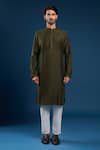 Buy Arihant Rai Sinha Olive Green Cotton, Silk Embroidery Kurta Set Online at Aza Fashions Buy_Arihant Rai Sinha_Olive Green Cotton, Silk Embroidery Kurta Set _Online_at_Aza_Fashions