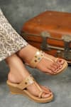 Buy_The Madras Trunk_Brown Studs Haiku Wedges Polka Pattern _at_Aza_Fashions