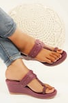 Buy_The Madras Trunk_Purple Cut Work Haiku Wedges Rang _at_Aza_Fashions