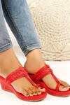 Buy_The Madras Trunk_Red Haiku Wedges Rang _at_Aza_Fashions