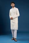 Buy_Arihant Rai Sinha_Beige Georgette, Cotton Sequins, Embroidery Thread Kurta Set _Online_at_Aza_Fashions
