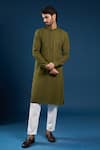 Arihant Rai Sinha Olive Green Georgette, Cotton Sequins Thread Work Kurta Set at Aza Fashions Arihant Rai Sinha_Olive Green Georgette, Cotton Sequins Thread Work Kurta Set _at_Aza_Fashions