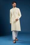 Shop_Arihant Rai Sinha_Beige Georgette, Cotton Embroidery, Sequins Thread Kurta Set _Online_at_Aza_Fashions