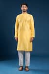 Shop_Arihant Rai Sinha_Yellow Silk, Cotton Light Dupion Kurta Set _Online_at_Aza_Fashions