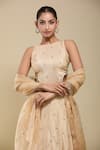 Buy Samyukta Singhania Beige Tissue, Organza Embroidery Round Neck Top And Skirt Set Buy_Samyukta Singhania_Beige Tissue, Organza Embroidery Round Neck Top And Skirt Set