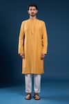 Arihant Rai Sinha_Mustard Cotton Silk Kurta And Cream Pant Set _Online_at_Aza_Fashions