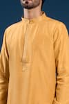 Shop_Arihant Rai Sinha_Mustard Cotton Silk Kurta And Cream Pant Set _Online_at_Aza_Fashions