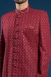 Buy_Arihant Rai Sinha_Red Georgette, Cotton Embroidery, Sequins Designer Sherwani And Pant Set 