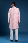 Shop_Arihant Rai Sinha_Pink Jacquard, Silk Embroidery Self Weaving Sherwani Set _at_Aza_Fashions