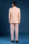 Shop_Arihant Rai Sinha_Peach Jacquard, Silk Embroidery Self Weaving Sherwani Set _at_Aza_Fashions