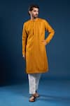 Buy_Arihant Rai Sinha_Mustard Georgette, Cotton Sequins, Embroidery Thread Work Kurta And Pant Set _at_Aza_Fashions