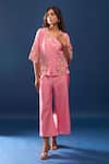 Buy_Samyukta Singhania_Pink Chanderi Embroidery Collared Pant Co-ord Set _at_Aza_Fashions