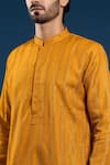 Arihant Rai Sinha_Mustard Georgette, Cotton Sequins, Embroidery Thread Work Kurta And Pant Set _at_Aza_Fashions