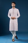 Buy_Arihant Rai Sinha_Pink Cotton, Polyester Embroidery Chikankari Printed Kurta And Pyjama Set _at_Aza_Fashions