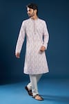 Shop_Arihant Rai Sinha_Pink Cotton, Polyester Embroidery Chikankari Printed Kurta And Pyjama Set _Online_at_Aza_Fashions