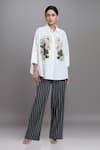 Buy_Dhruv Kapoor_White Embroidery Collared Floral Kaftan Shirt _at_Aza_Fashions