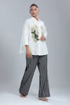 Dhruv Kapoor_White Embroidery Collared Floral Kaftan Shirt _at_Aza_Fashions