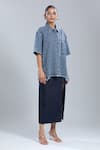 Dhruv Kapoor_Blue Collared Punctured Kimono Shirt _Online_at_Aza_Fashions