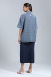 Shop_Dhruv Kapoor_Blue Collared Punctured Kimono Shirt _at_Aza_Fashions