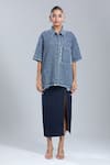 Buy_Dhruv Kapoor_Blue Collared Punctured Kimono Shirt _Online_at_Aza_Fashions