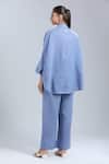 Shop_Dhruv Kapoor_Blue Sequins Collared Crystal Grid Long Shirt _at_Aza_Fashions
