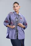 Buy_Dhruv Kapoor_Purple Embroidery Collared Lavender Batwing Shirt 