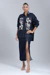 Buy_Dhruv Kapoor_Blue Denim Embroidery Collared Double Fresco Shirt _Online_at_Aza_Fashions