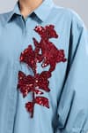 Shop_Dhruv Kapoor_Blue Sequins Collared Stem Shirt Dress _Online_at_Aza_Fashions