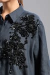 Dhruv Kapoor_Black Beads Collared Double Fresco Shirt Dress _Online_at_Aza_Fashions