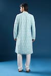 Shop_Arihant Rai Sinha_Turquoise Georgette, Polyester, Cotton Chikankari Firozi Blue Kurta And Pyjama Set _at_Aza_Fashions