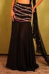 Shop_Kiran Kalsi_Black Georgette Embroidery, Sequins Round Neck Hand Blouse And Saree Set _Online_at_Aza_Fashions