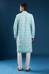 Shop_Arihant Rai Sinha_Blue Georgette, Polyester, Cotton Embroidery Chikankari Firozi Kurta Set _at_Aza_Fashions