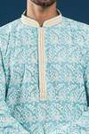 Arihant Rai Sinha_Blue Georgette, Polyester, Cotton Embroidery Chikankari Firozi Kurta Set _at_Aza_Fashions