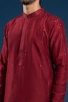 Shop_Arihant Rai Sinha_Maroon Cotton, Silk Kurta Set _Online