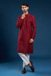 Buy_Arihant Rai Sinha_Maroon Cotton, Silk Kurta Set _Online