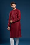 Arihant Rai Sinha_Maroon Cotton, Silk Kurta Set 
