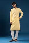 Arihant Rai Sinha_Yellow Georgette, Polyester, Cotton Embroidery Chikankari Kurta And Pyjama Set _at_Aza_Fashions