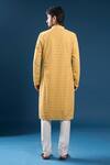 Shop_Arihant Rai Sinha_Mustard Georgette, Polyester, Cotton Embroidery Chikankari Yellow Kurta Set _at_Aza_Fashions
