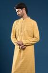 Arihant Rai Sinha_Mustard Georgette, Polyester, Cotton Embroidery Chikankari Yellow Kurta Set _at_Aza_Fashions