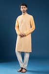 Buy_Arihant Rai Sinha_Peach Polyester, Cotton Embroidery Kurta And Pyjama Set _at_Aza_Fashions