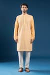 Buy_Arihant Rai Sinha_Peach Polyester, Cotton Embroidery Kurta And Pyjama Set _Online_at_Aza_Fashions